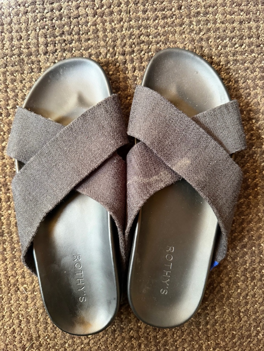 Rothy's Black Crossband Slide Sandals